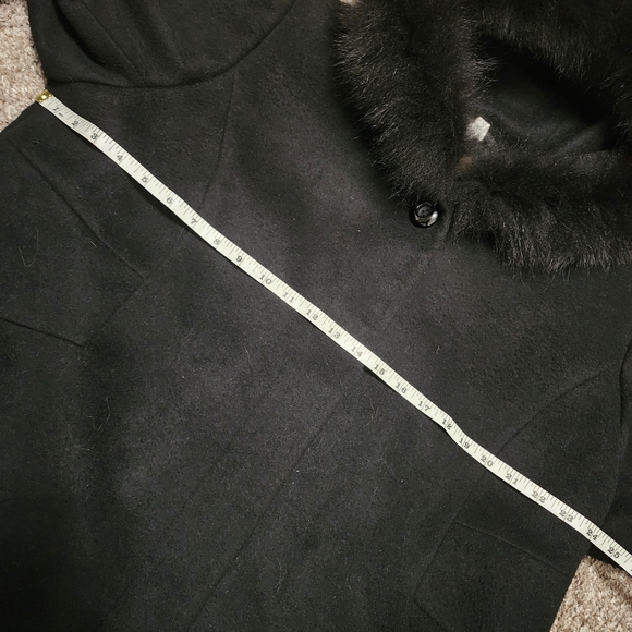 SACHI Lambs Wool REAL FINNISH FOX FUR Trimmed Collar Formal Winter Coat 1X - Picture 6 of 9